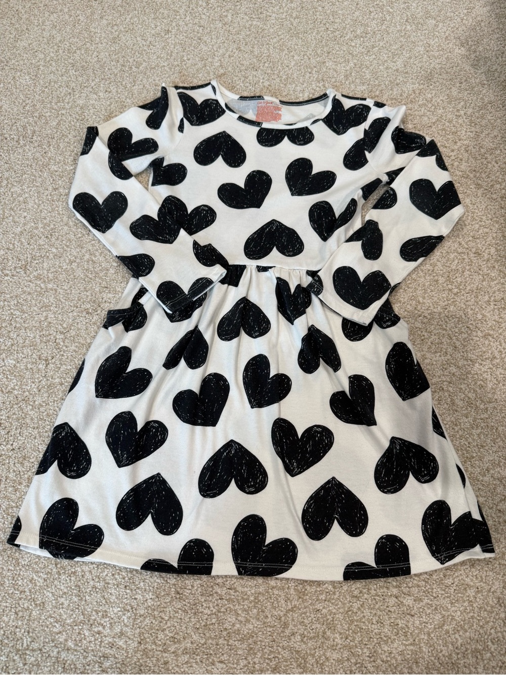 Cat & Jack White Dress with Black Heart Print